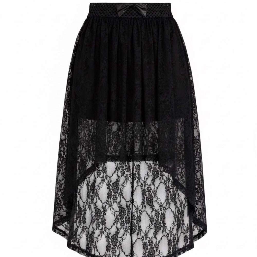 Black Lace High-Low Evening Skirt Size L - Picture 4 of 8